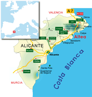 Landkarte Alicante Costa Blanca